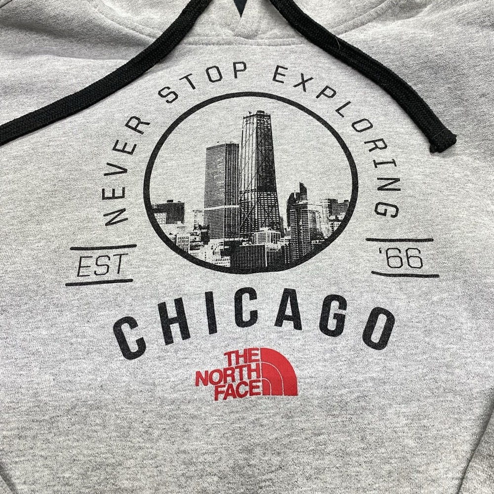 The North Face Hoodie Sweatshirt Chicago Pullover Gray Hooded Men's XL - Picture 4 of 12